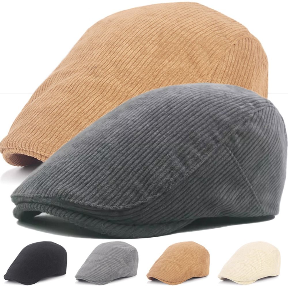 Newsboy Cap Ivy - Retro Solid Color Corduroy Beret Hat