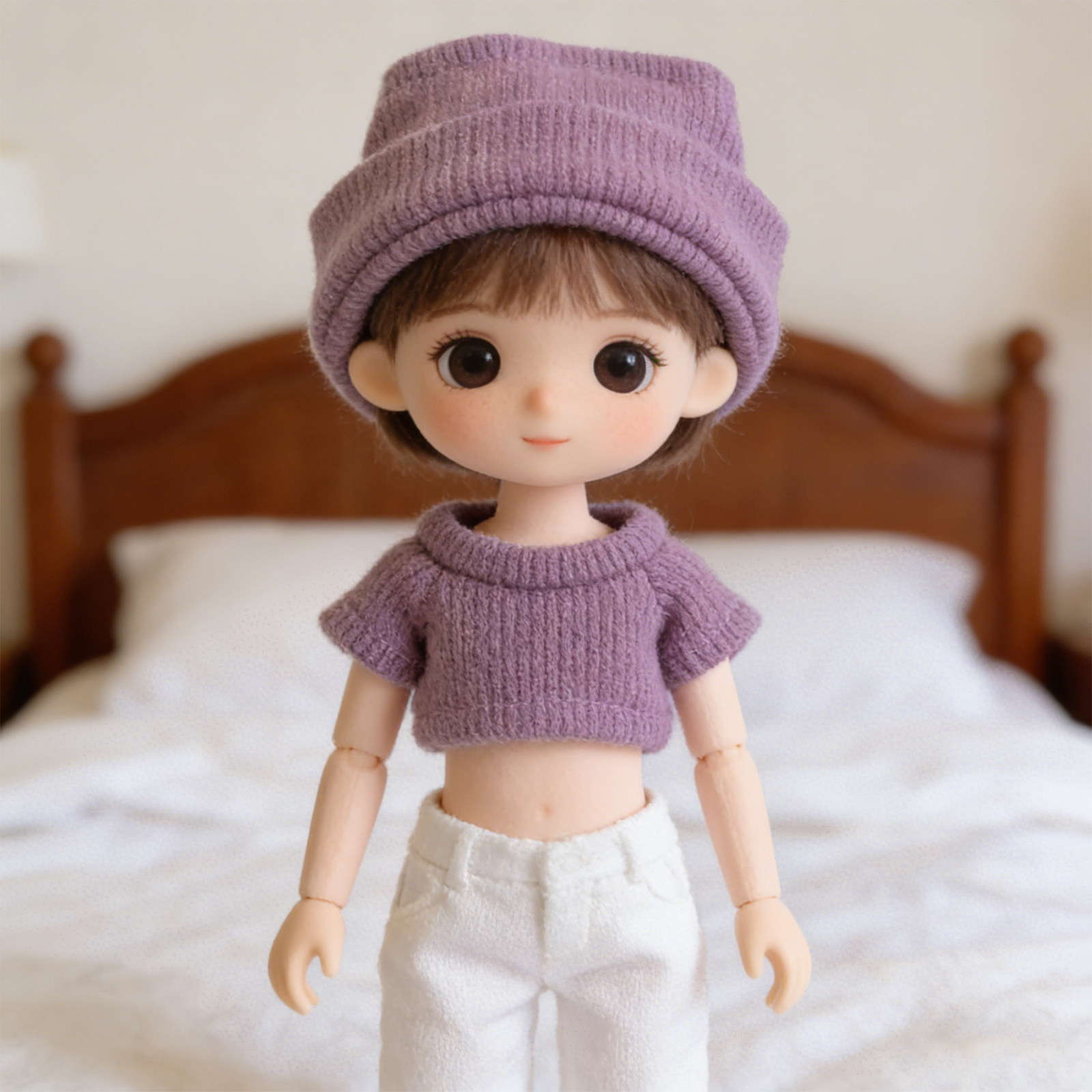 Beanie Cuffed Knit - 1Set Mini Clothes for 10Cm Knitted