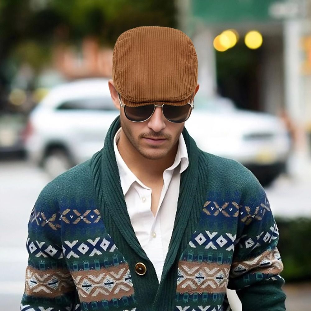 Retro Solid Color Corduroy Ber - Newsboy Cap Ivy ulasan dan harga