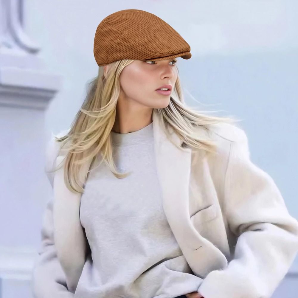 Retro Solid Color Corduroy Ber - Newsboy Cap Ivy ulasan dan harga