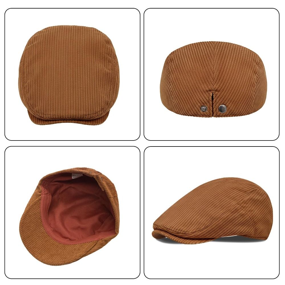 Retro Solid Color Corduroy Ber - Newsboy Cap Ivy ulasan dan harga