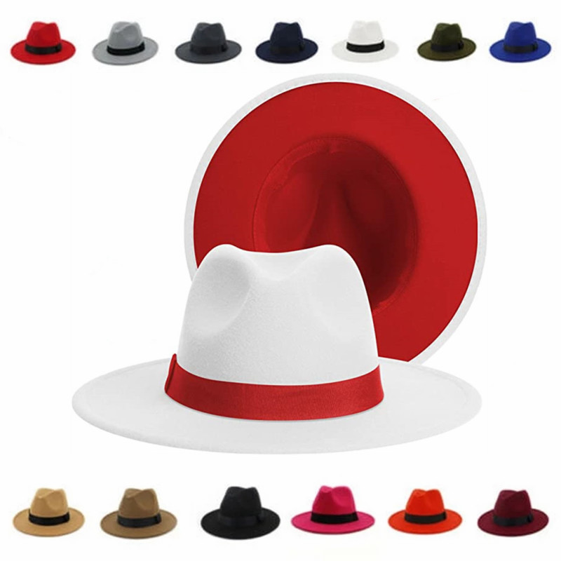 Women Winter Classic Patchwork - Fedora Hat Wool ulasan dan harga