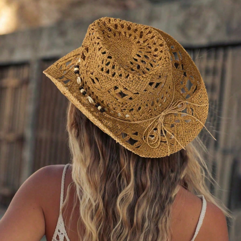 1pc Boho Shell Hollow Out Stra - Cowboy Hat Straw ulasan dan harga