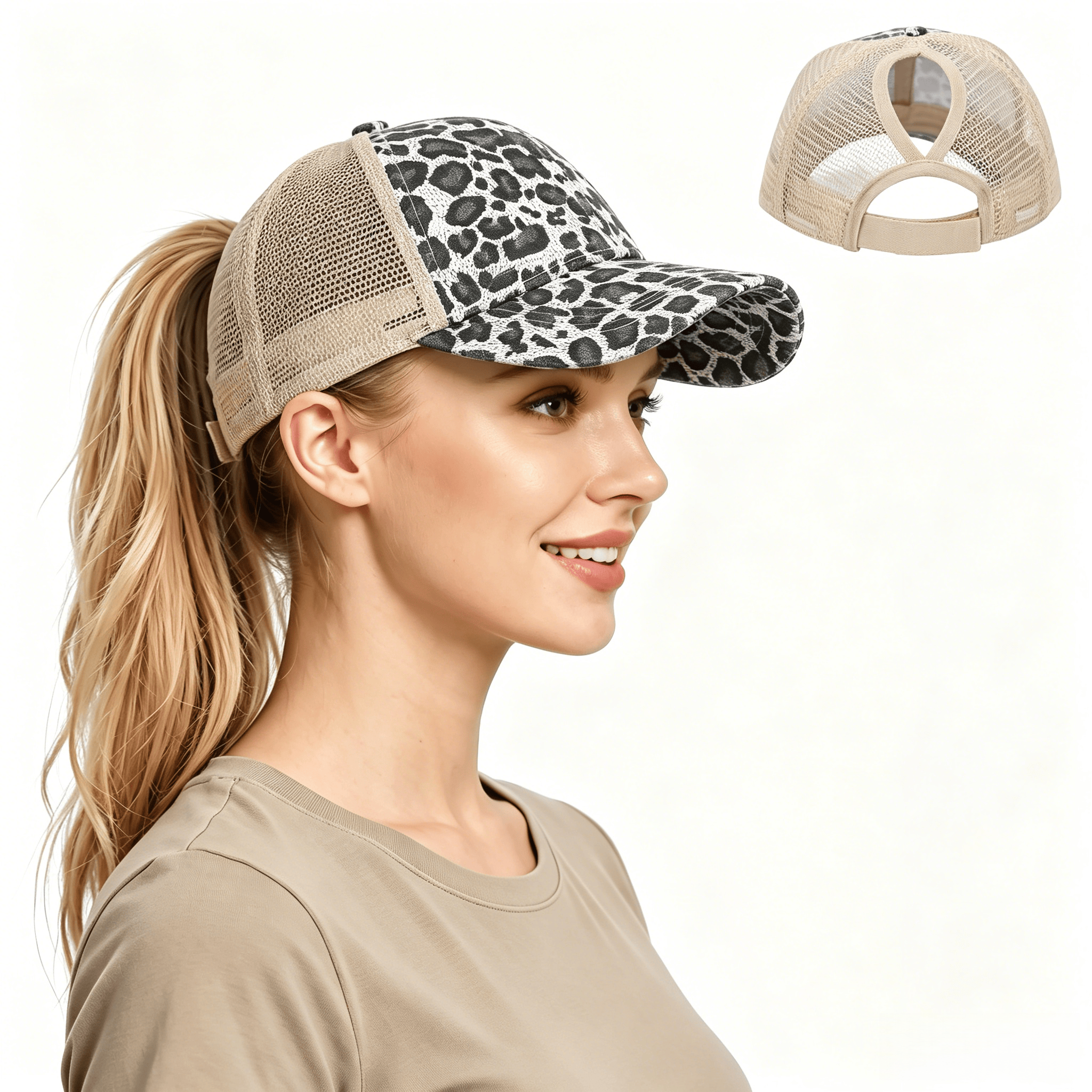 Leopard Adjustable Ponytail Ba - Golf Cap Dad ulasan dan harga