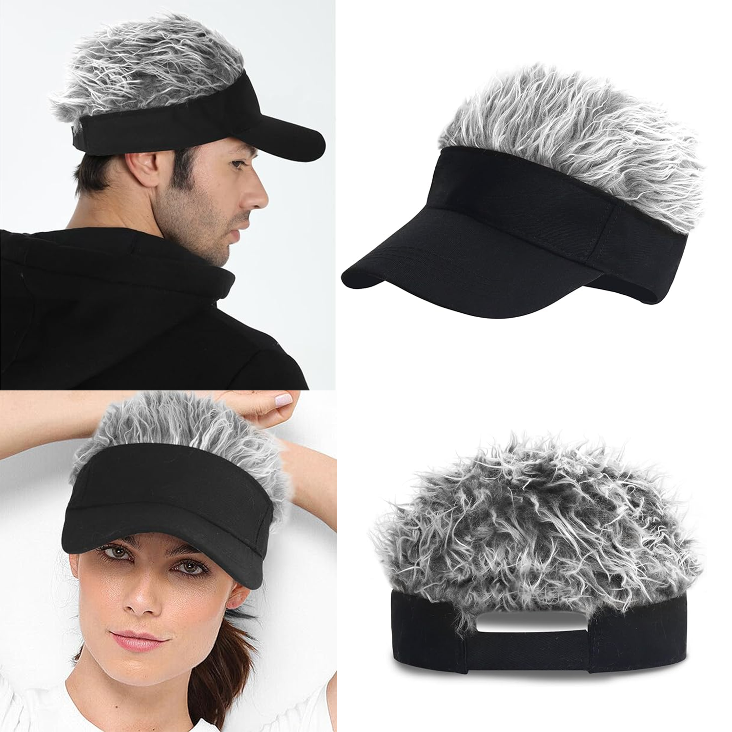 Men's Visor with Hair Fake Hai - Visor Sun Hat ulasan dan harga