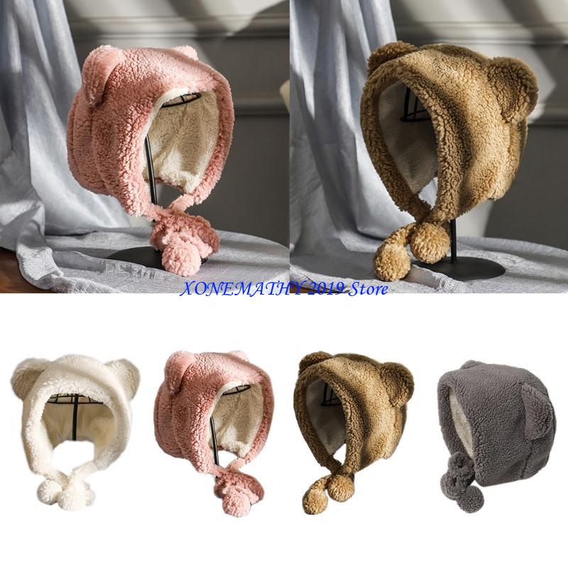 F42F Faux Fleece Plush Beanie  - Trapper Hat Ear Flap ulasan dan harga