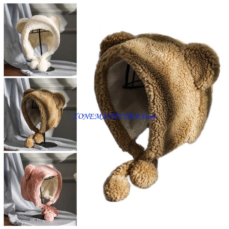 F42F Faux Fleece Plush Beanie  - Trapper Hat Ear Flap ulasan dan harga