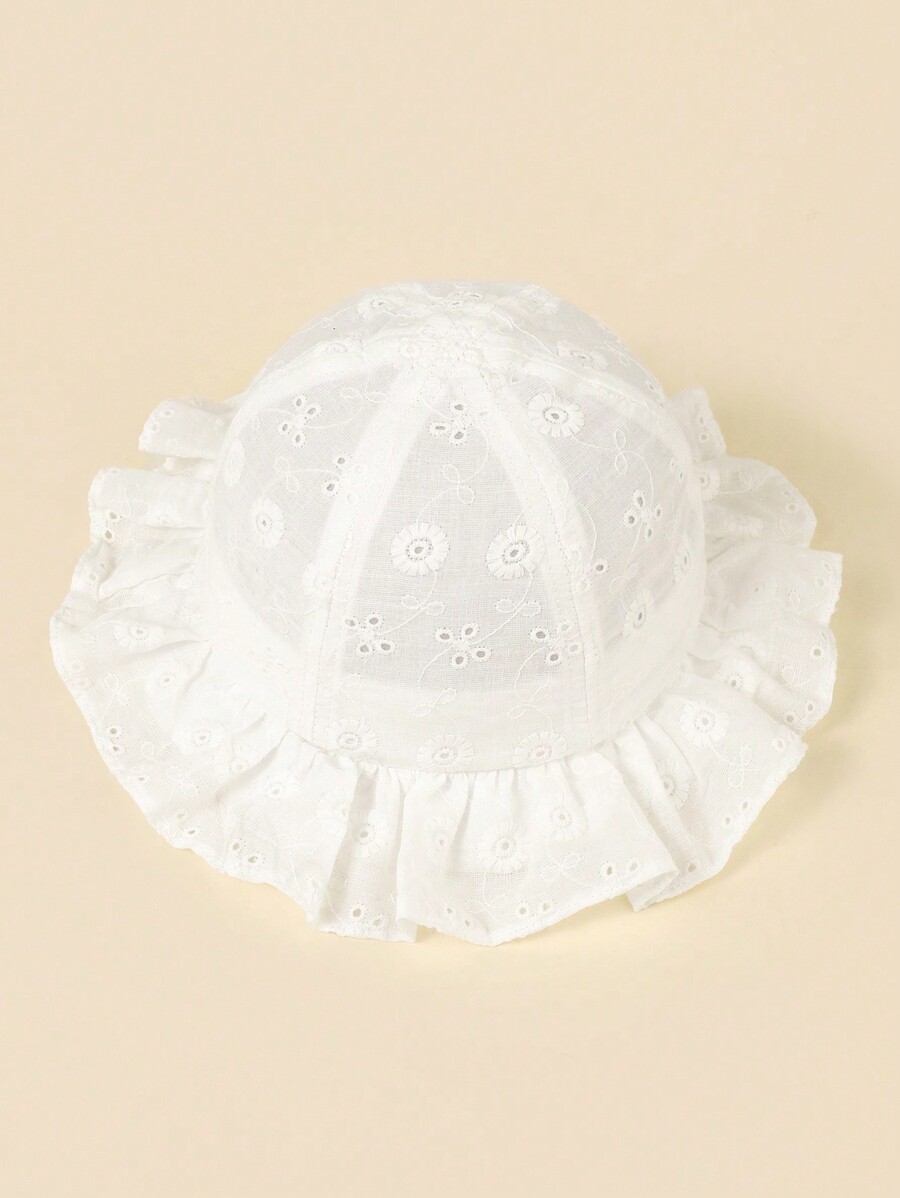 White Floral Embroidery Bucket - Bucket Hat Cotton ulasan dan harga