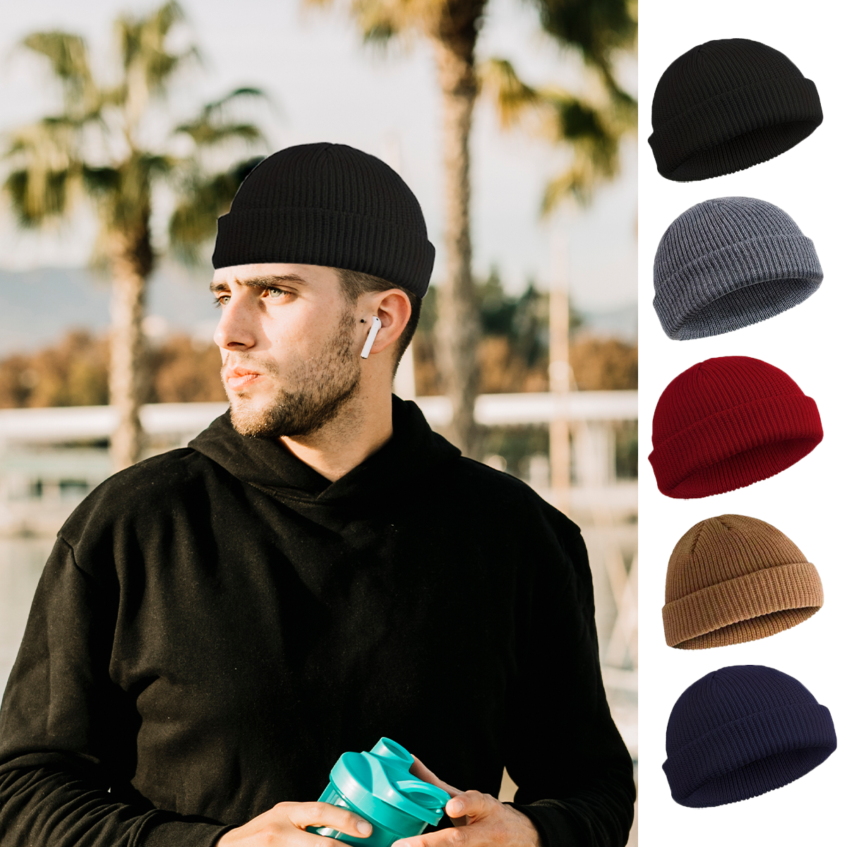 Winter Knitted Hat Warm Outdoo - Beanie Cuffed Knit ulasan dan harga